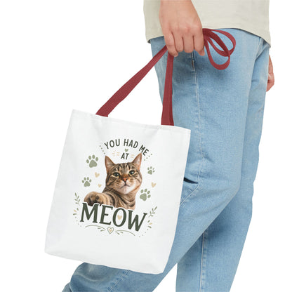 Cat Tote Bag - "You Had Me at Meow" Cute Cat Shopper Bag