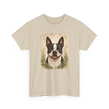 Boston Terrier Portrait Tee — Vintage Floral Dog Art T-Shirt