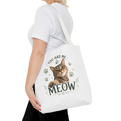 Cat Tote Bag - "You Had Me at Meow" Cute Cat Shopper Bag