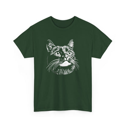 Black Cat Sketch T-Shirt — Minimalist Hand-Drawn Feline Tee