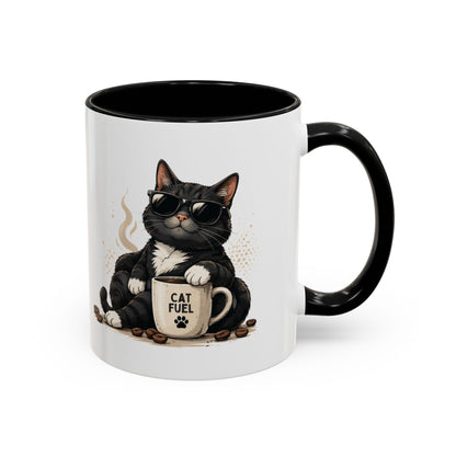 Cat Fuel Coffee Mug — Funny Black Cat Coffee Cup (11/15oz)