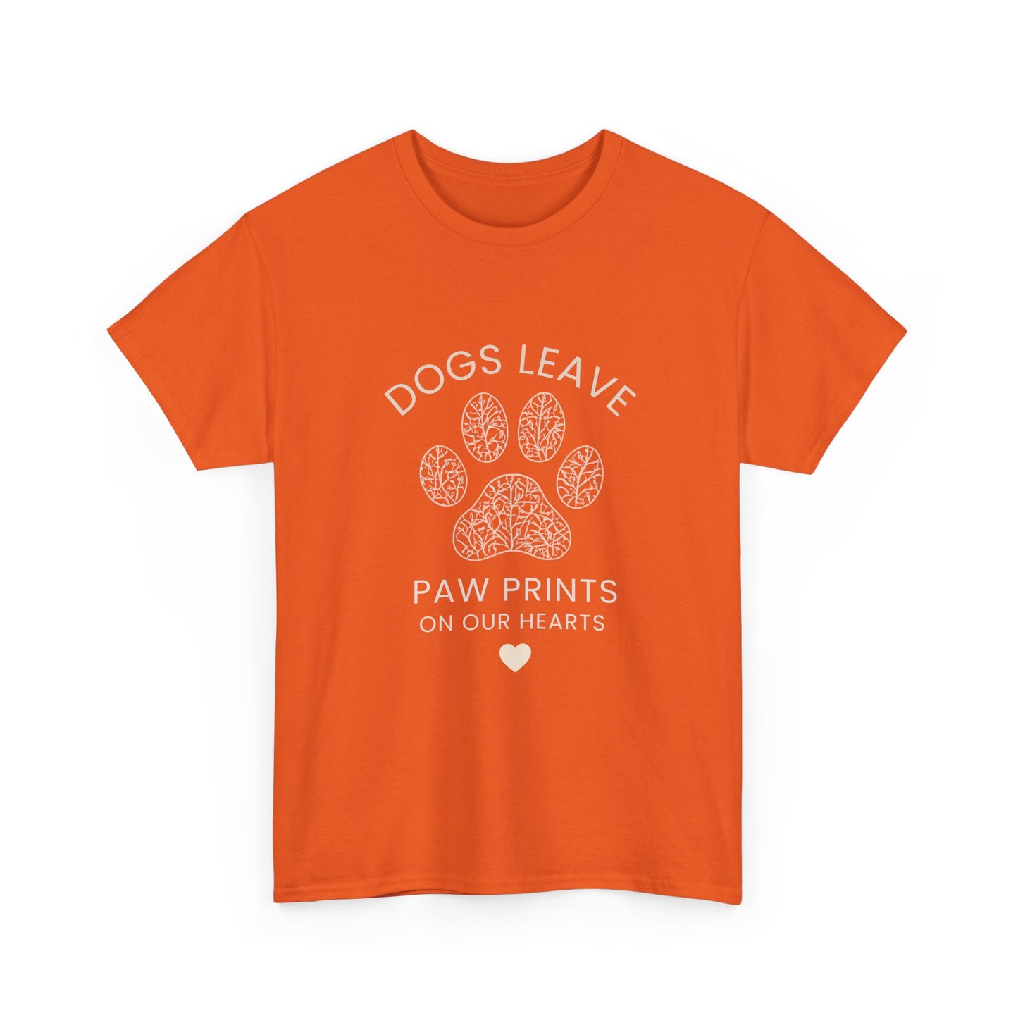 Dog Paw Prints Memorial T-Shirt — "Dogs Leave Paw Prints on Our Hearts"