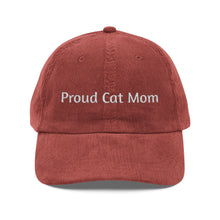Proud Cat Mom Vintage Corduroy Cap — Embroidered Cat Mom Hat