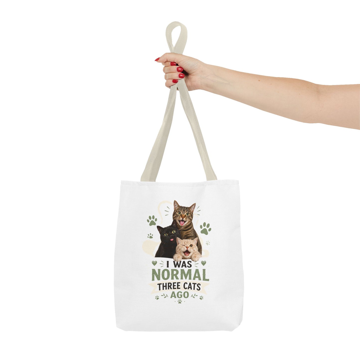Cat Lover Tote Bag — “I Was Normal Three Cats Ago” Canvas Bag