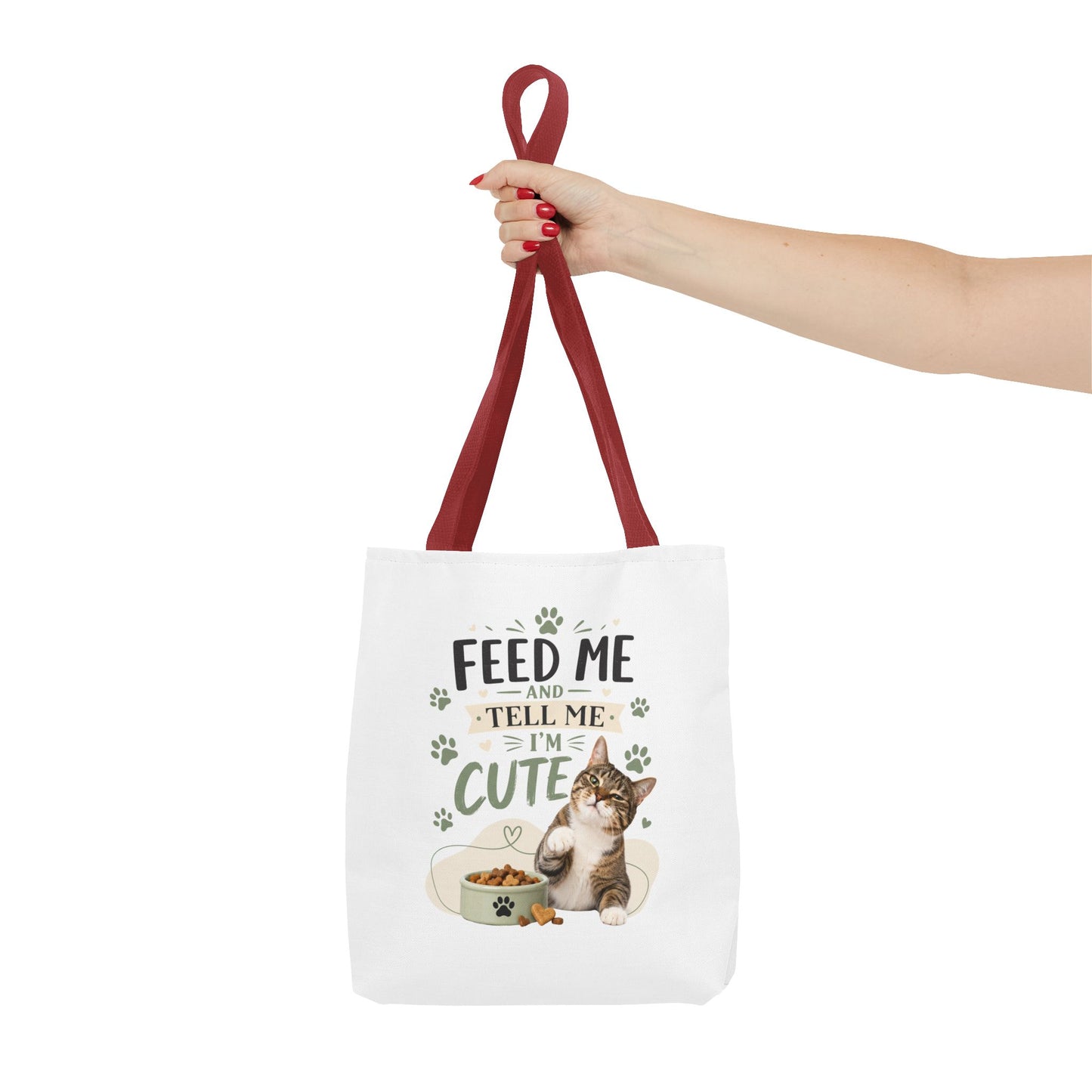 Cat Tote Bag — "Feed Me and Tell Me I'm Cute" Cute Cat Canvas Shopper