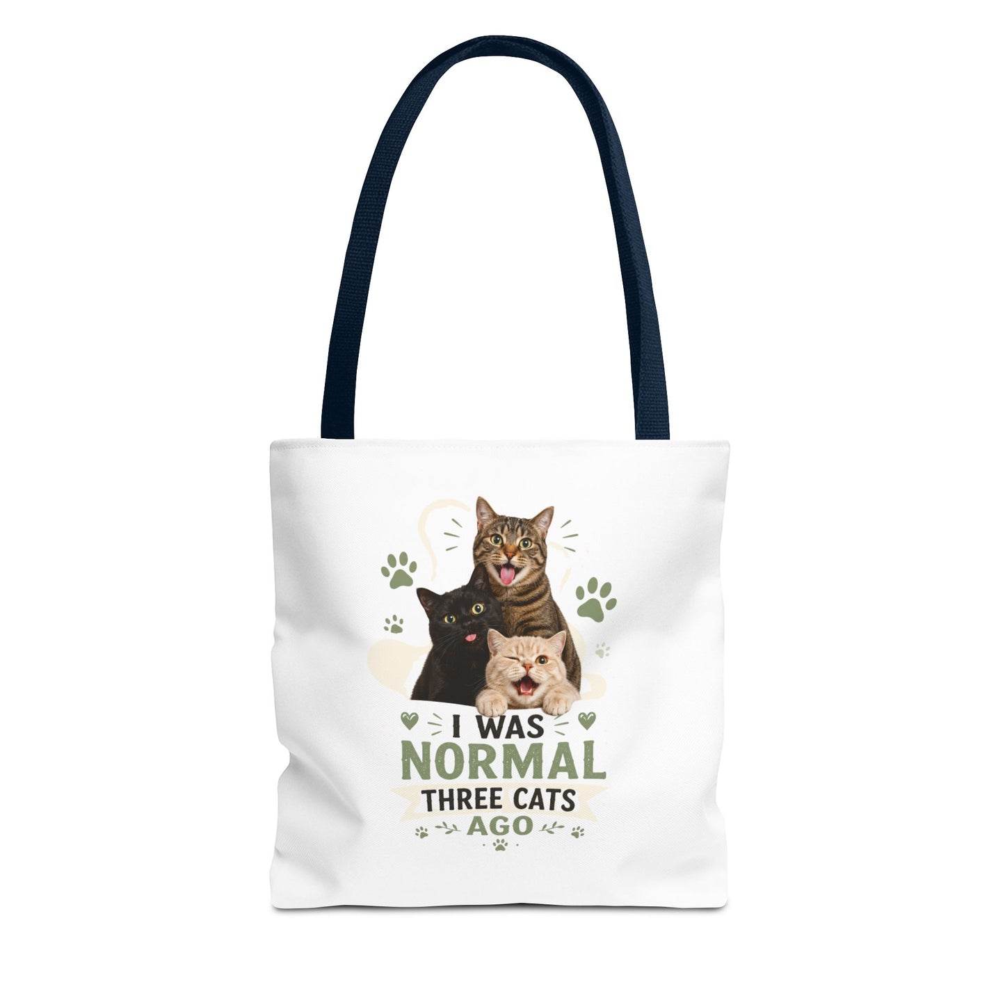 Cat Lover Tote Bag — “I Was Normal Three Cats Ago” Canvas Bag