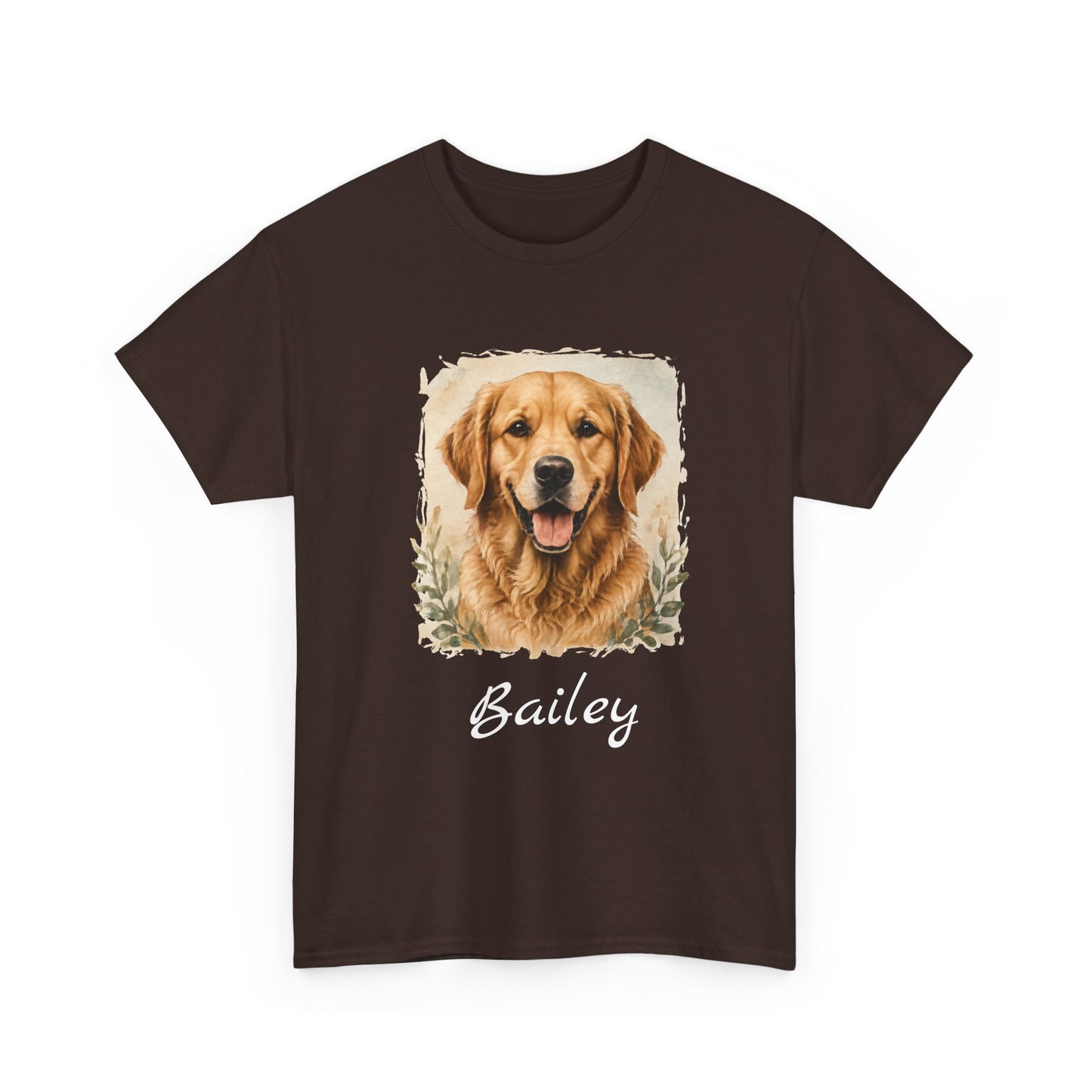 Golden Retriever Portrait Tee — Personalized “Bailey” Dog Photo T‑Shirt