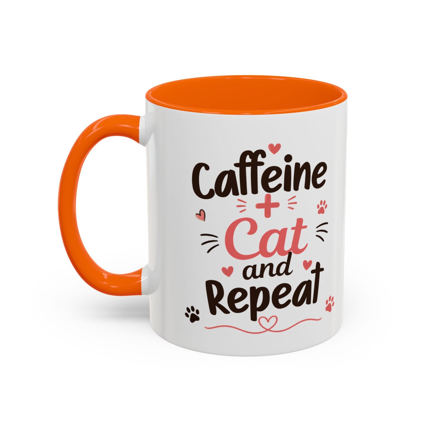 Cat Coffee Mug — "Cat & Coffee" Cute Kitty Design, 11/15oz Accent Ceramic Mug