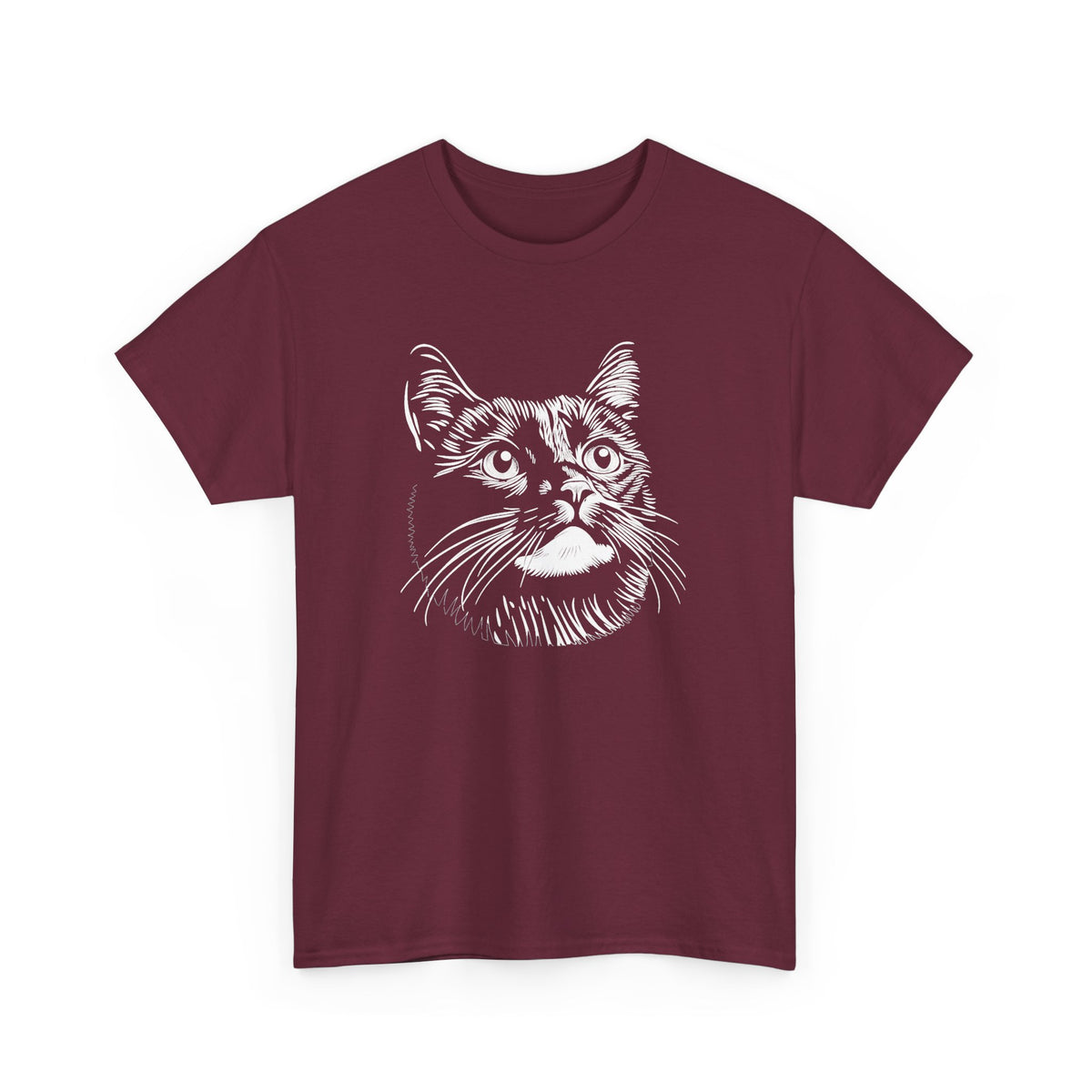 Black Cat Sketch T-Shirt — Minimalist Hand-Drawn Feline Tee