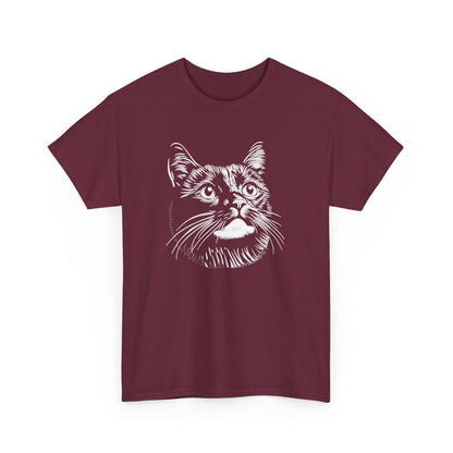 Black Cat Sketch T-Shirt — Minimalist Hand-Drawn Feline Tee