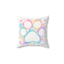 Rainbow Paw Print Decorative Pillow — Pet Lover Accent Cushion