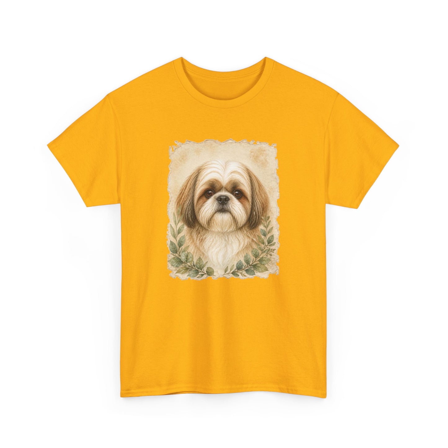 Shih Tzu Portrait Tee - Vintage Floral Dog Lover T-Shirt
