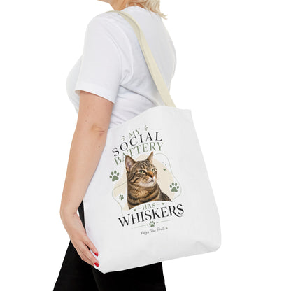 My Social Battery Has Whiskers Cat Tote Bag