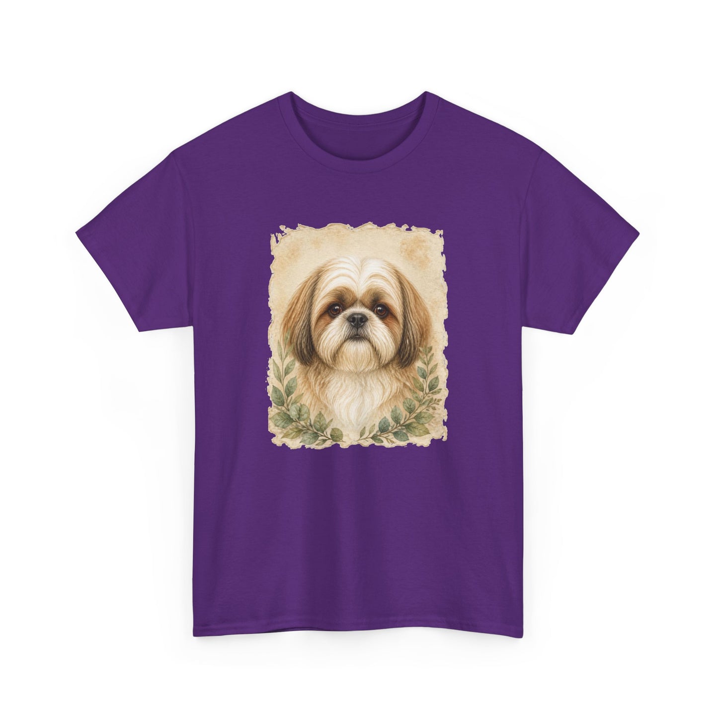 Shih Tzu Portrait Tee - Vintage Floral Dog Lover T-Shirt