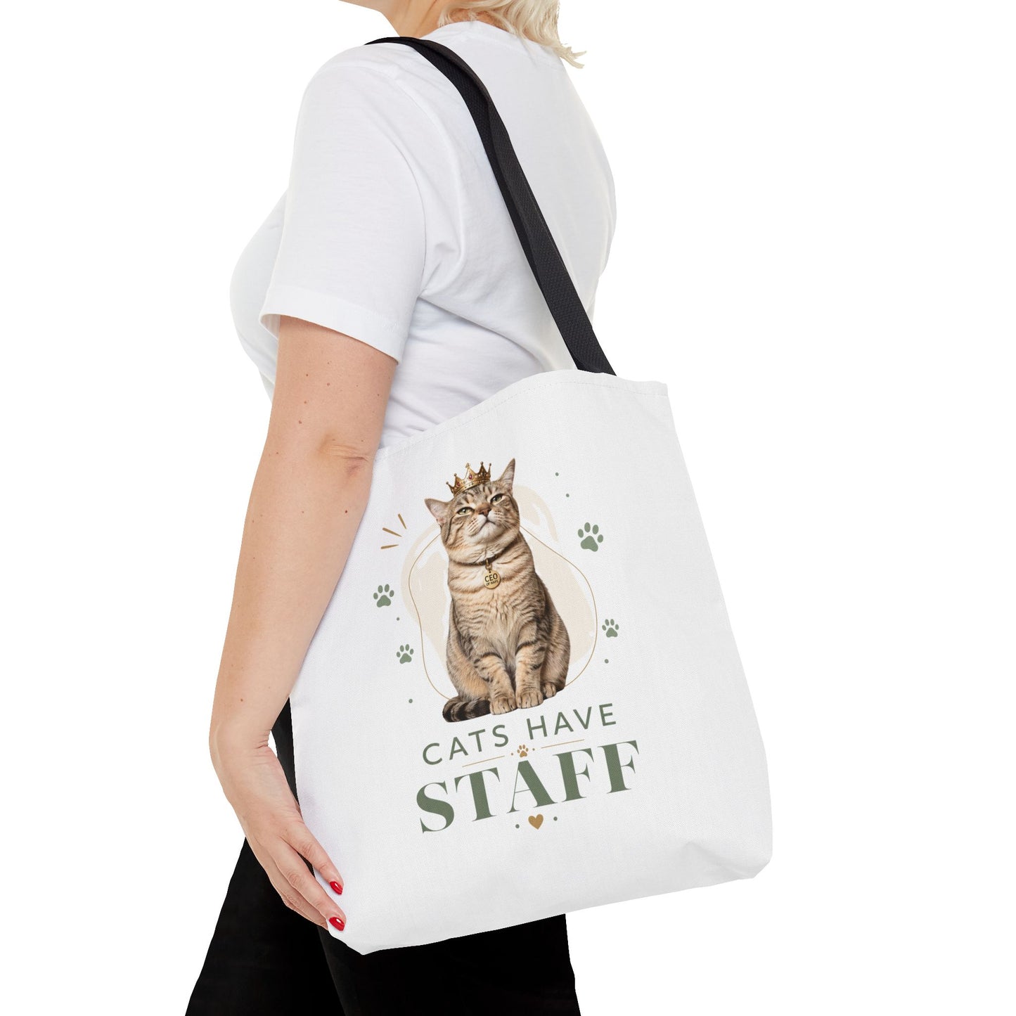 Cats Have Staff Crowned Cat Illustration Tote Bag — Funny Cat Lover Gift