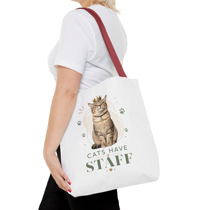 Cats Have Staff Crowned Cat Illustration Tote Bag — Funny Cat Lover Gift