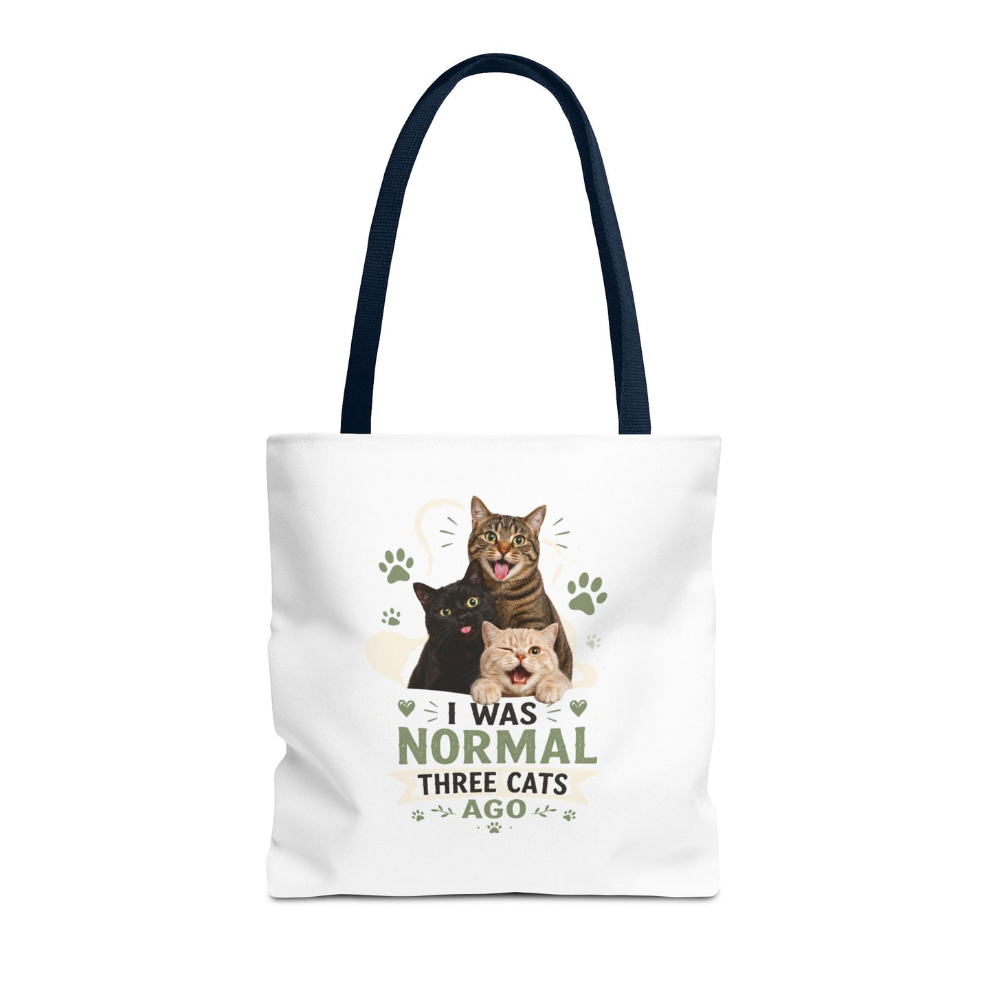 Cat Lover Tote Bag — “I Was Normal Three Cats Ago” Canvas Bag