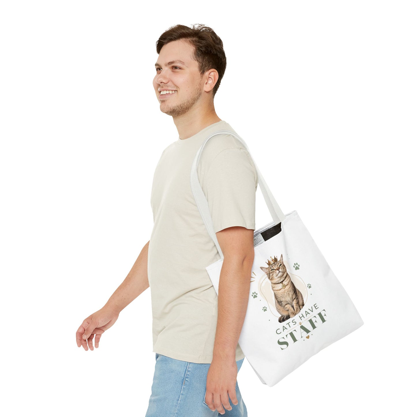 Cats Have Staff Crowned Cat Illustration Tote Bag — Funny Cat Lover Gift