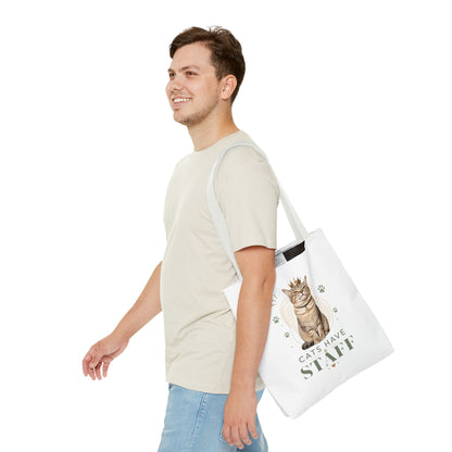 Cats Have Staff Crowned Cat Illustration Tote Bag — Funny Cat Lover Gift