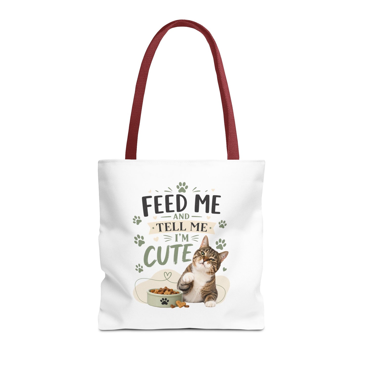 Cat Tote Bag — "Feed Me and Tell Me I'm Cute" Cute Cat Canvas Shopper