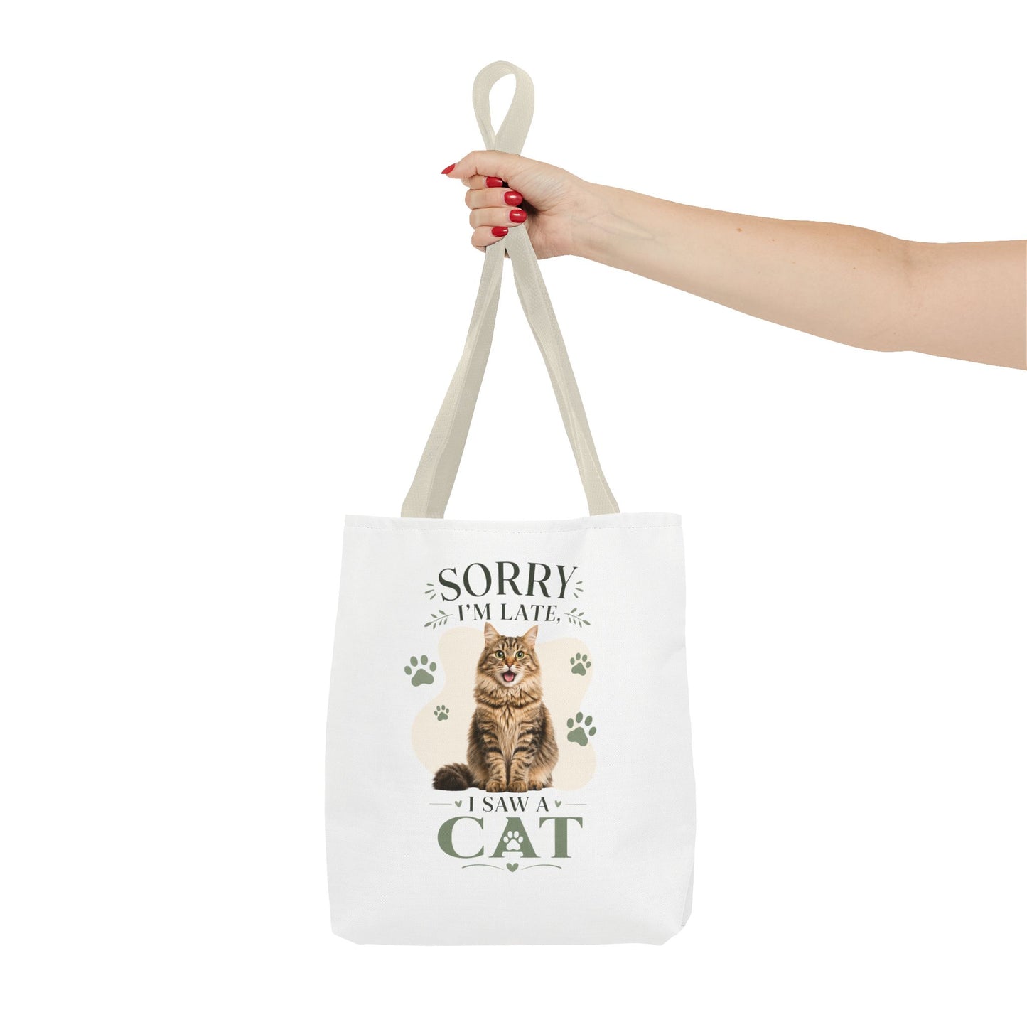 Sorry I’m Late I Saw a Cat Tote Bag – Cute Cat Lover Reusable Bag