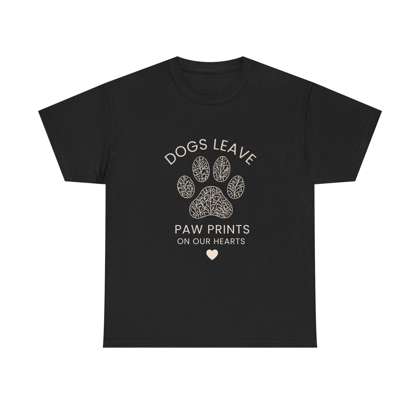 Dog Paw Prints Memorial T-Shirt — "Dogs Leave Paw Prints on Our Hearts"