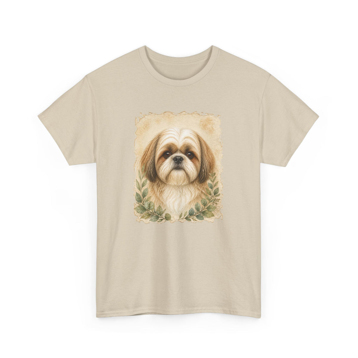 Shih Tzu Portrait Tee - Vintage Floral Dog Lover T-Shirt