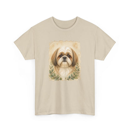 Shih Tzu Portrait Tee - Vintage Floral Dog Lover T-Shirt