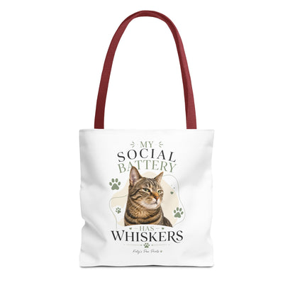 My Social Battery Has Whiskers Cat Tote Bag
