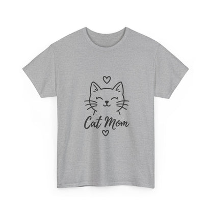 Cat Mom T-Shirt — Cute Heart Cat Graphic Tee for Cat Lovers