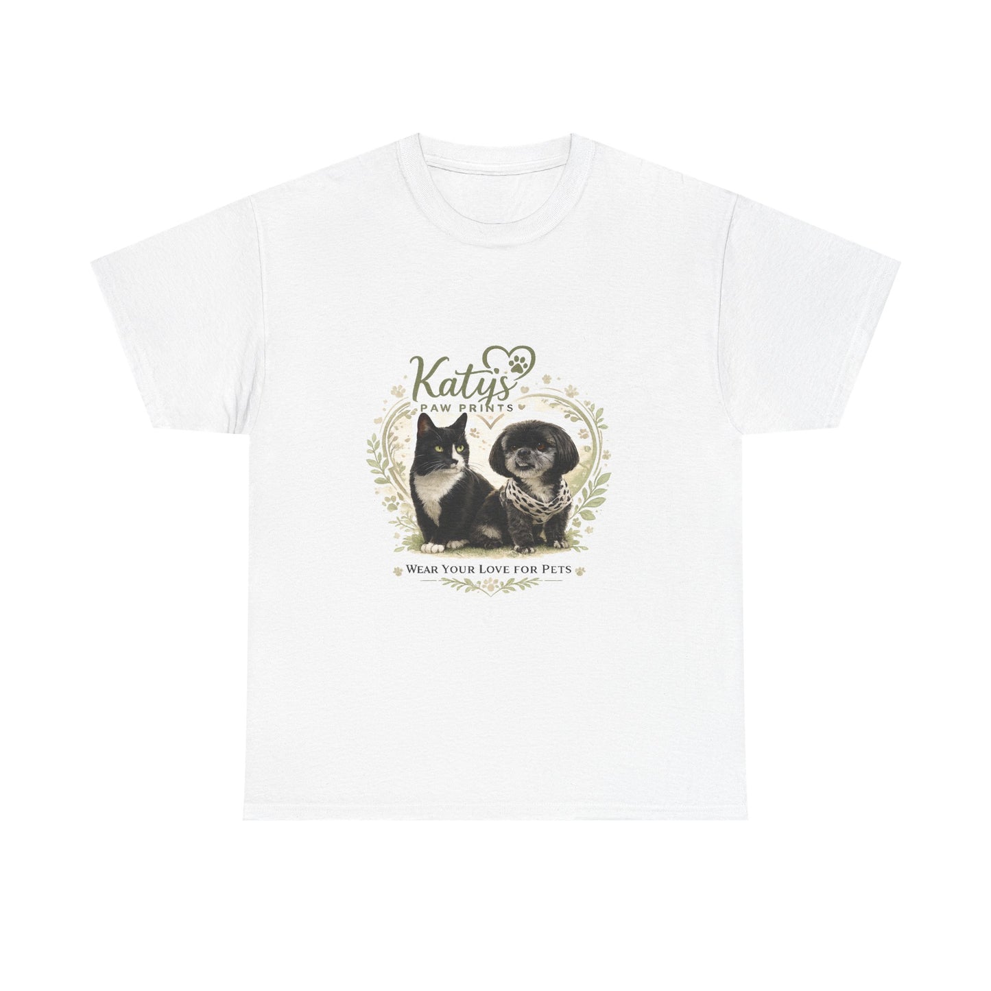 Cat & Dog Pet Lovers T-Shirt — "Katy's Pawfect Crew" Vintage Pet Portrait Tee