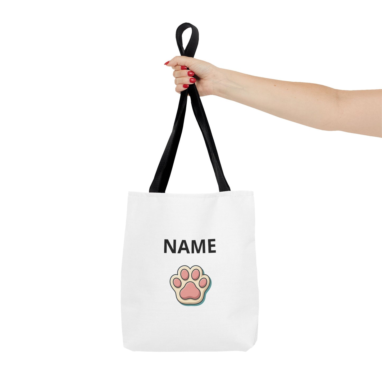 Personalized Cat Paw Tote Bag — Custom Name Cute Kitten Print