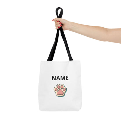Personalized Cat Paw Tote Bag — Custom Name Cute Kitten Print
