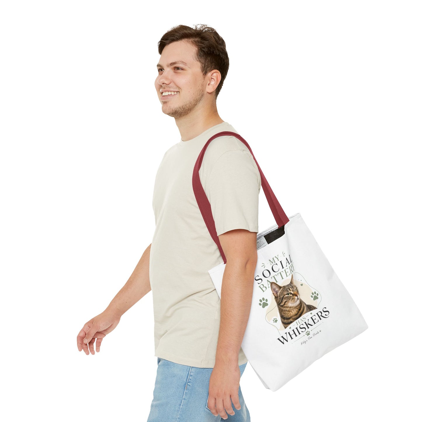 My Social Battery Has Whiskers Cat Tote Bag