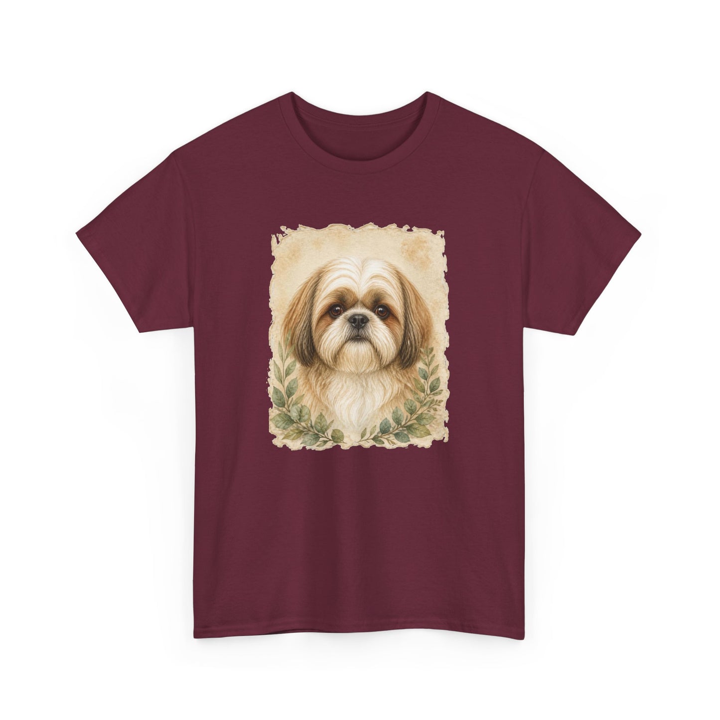 Shih Tzu Portrait Tee - Vintage Floral Dog Lover T-Shirt