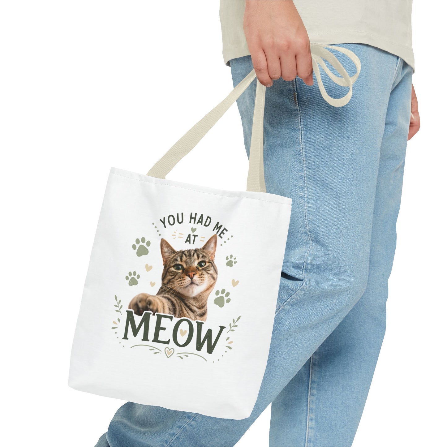 Cat Tote Bag - "You Had Me at Meow" Cute Cat Shopper Bag