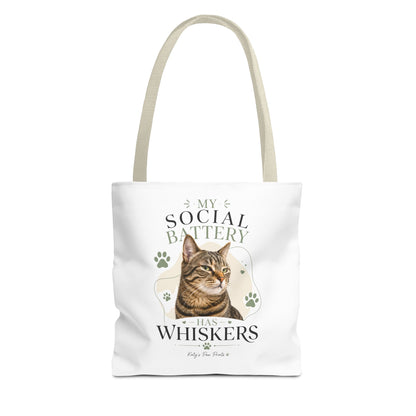 My Social Battery Has Whiskers Cat Tote Bag