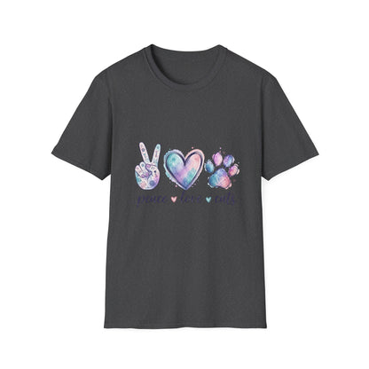Peace Love Cats T-Shirt — Watercolor Paw & Peace Sign Tee for Cat Lovers