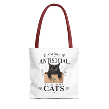 Tote Bag — "I'm Not Antisocial, I Just Prefer Cats" Cat Lover Tote