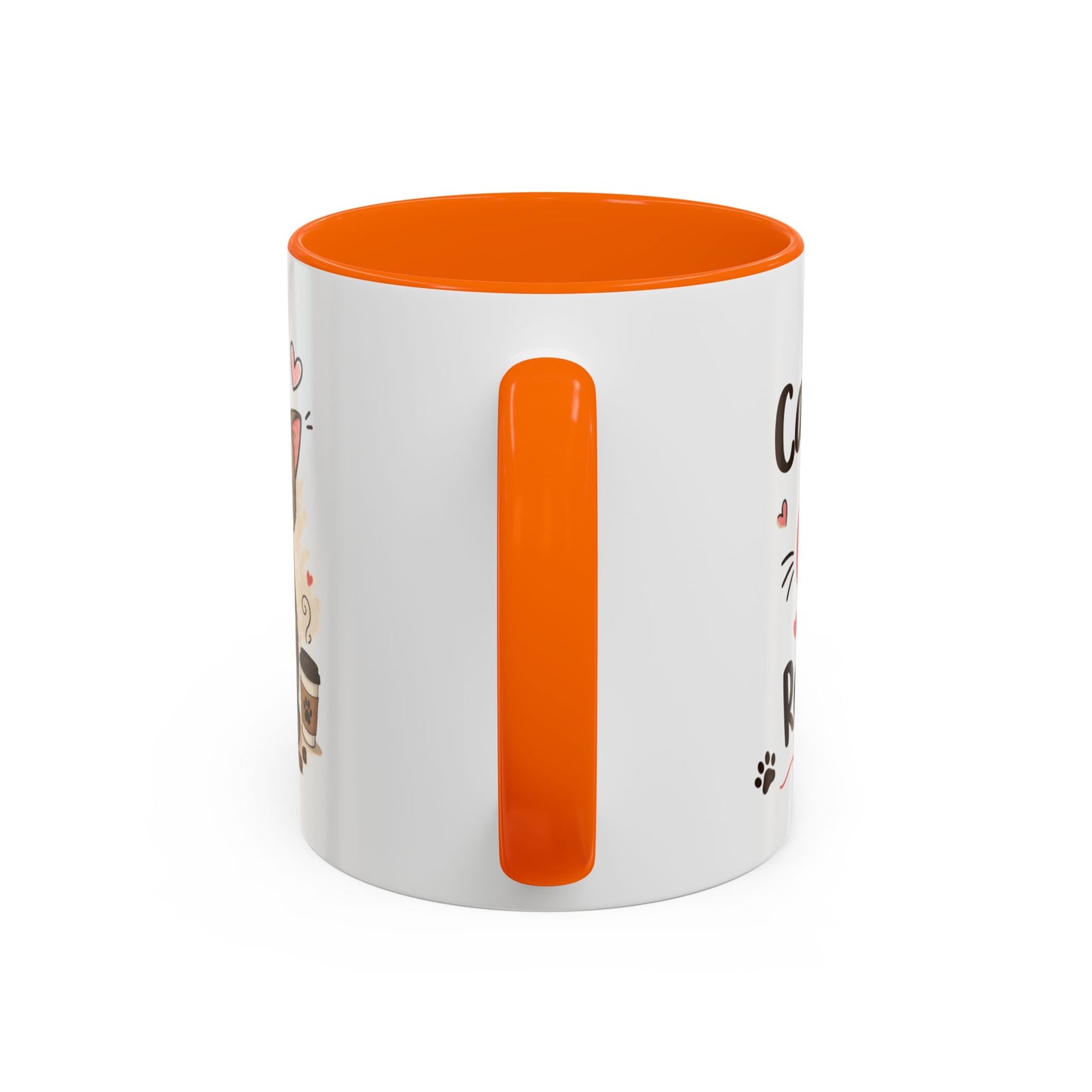 Cat Coffee Mug — "Cat & Coffee" Cute Kitty Design, 11/15oz Accent Ceramic Mug