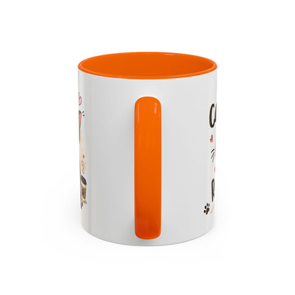 Cat Coffee Mug — "Cat & Coffee" Cute Kitty Design, 11/15oz Accent Ceramic Mug