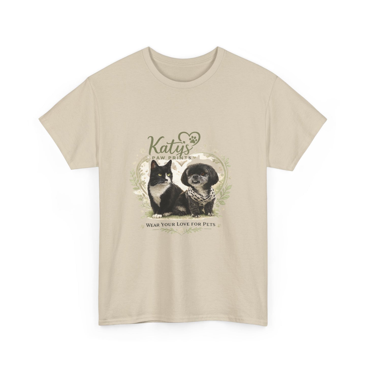 Cat & Dog Pet Lovers T-Shirt — "Katy's Pawfect Crew" Vintage Pet Portrait Tee