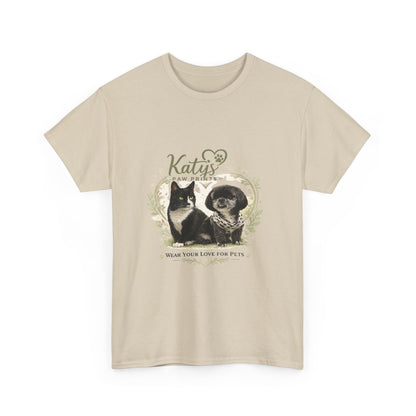 Cat & Dog Pet Lovers T-Shirt — "Katy's Pawfect Crew" Vintage Pet Portrait Tee
