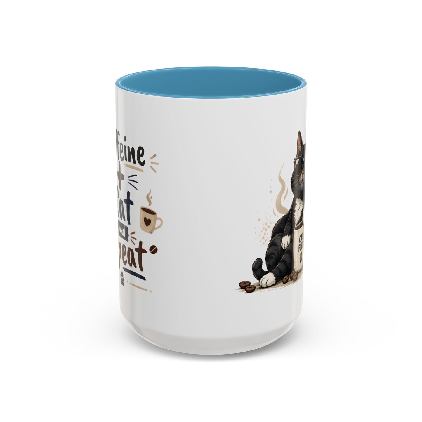 Cat Fuel Coffee Mug — Cute Black Cat Holding ‘Cat Fuel’ Cup, Funny Cat Lover Gift