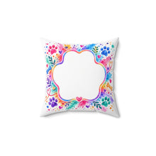 Watercolor Paw Print Decorative Pillow — Personalized Pet Frame Cushion