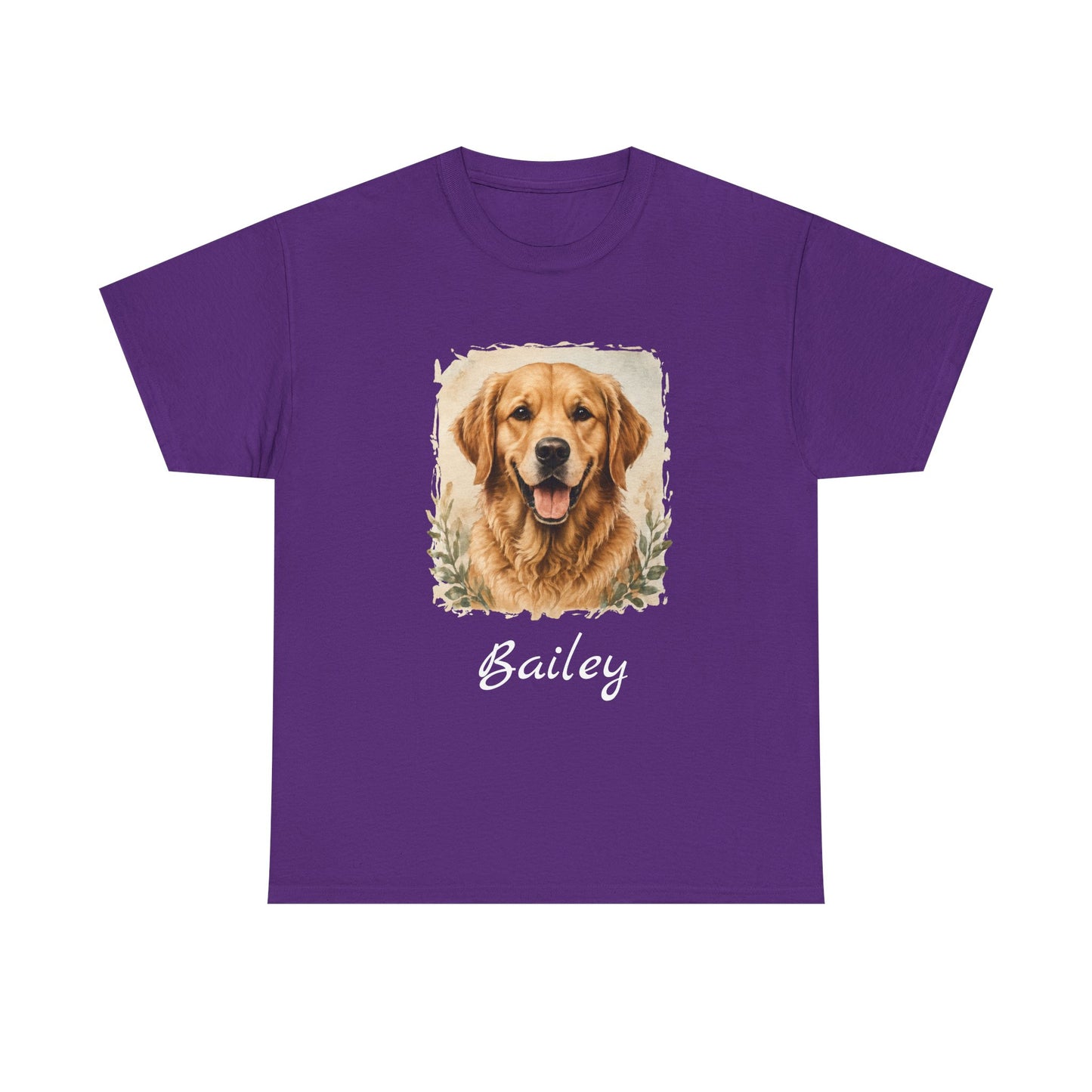 Golden Retriever Portrait Tee — Personalized “Bailey” Dog Photo T‑Shirt