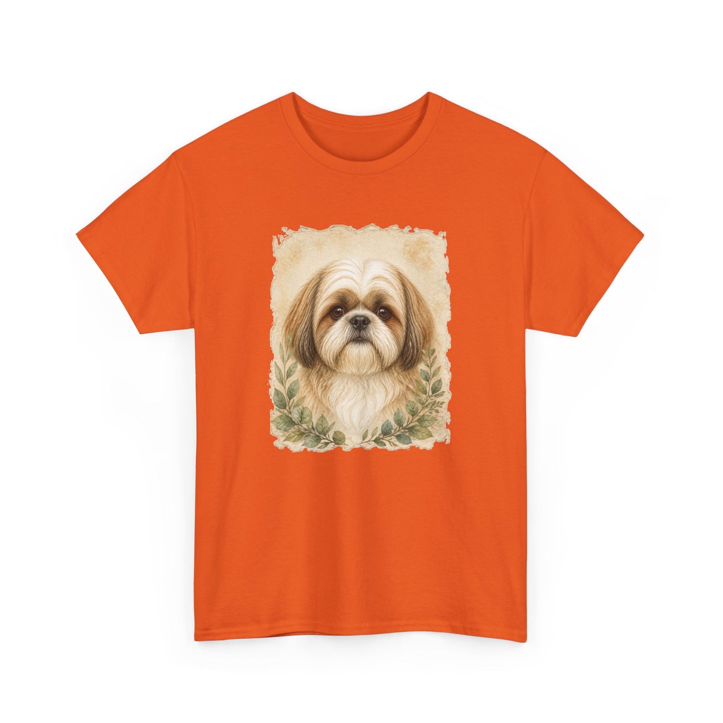 Shih Tzu Portrait Tee - Vintage Floral Dog Lover T-Shirt