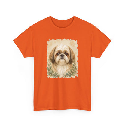 Shih Tzu Portrait Tee - Vintage Floral Dog Lover T-Shirt