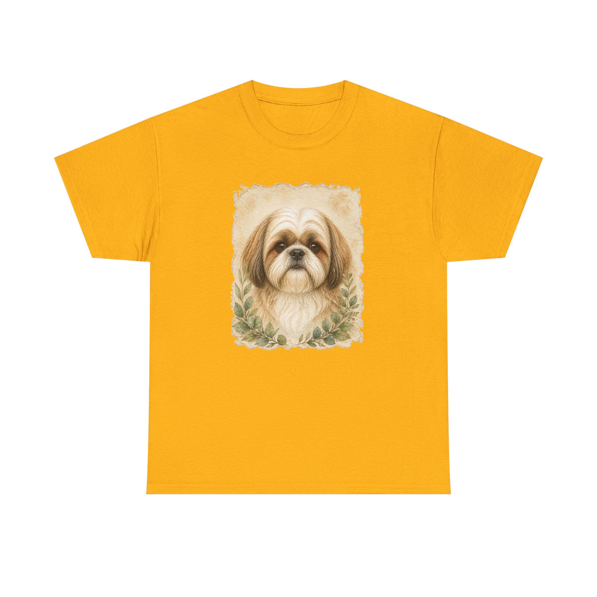 Shih Tzu Portrait Tee - Vintage Floral Dog Lover T-Shirt