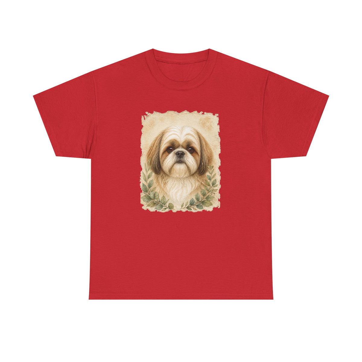 Shih Tzu Portrait Tee - Vintage Floral Dog Lover T-Shirt